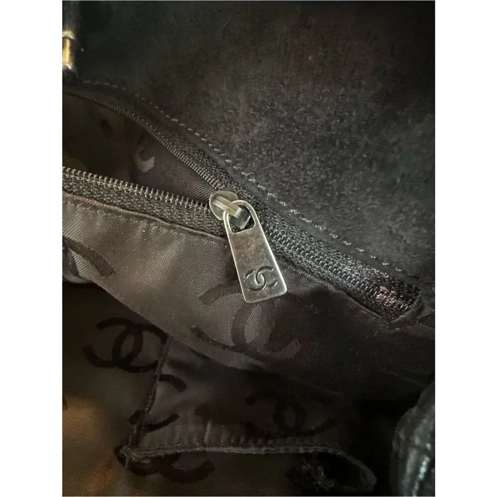 CHANEL dark chocolate Quilted Suede Tote with CC Logo